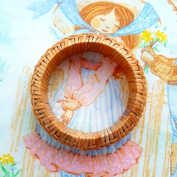 🌙Vtg Rattan Bangle Bracelet - Picture 2 of 10